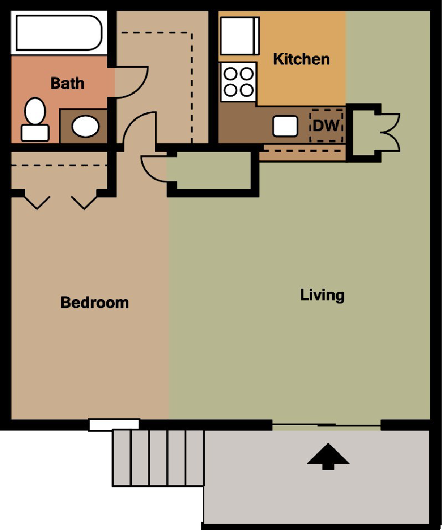 Studio 1 bathroom floor plan at The Halsten at Vinings Mountain Apartments, Atlanta, Georgia